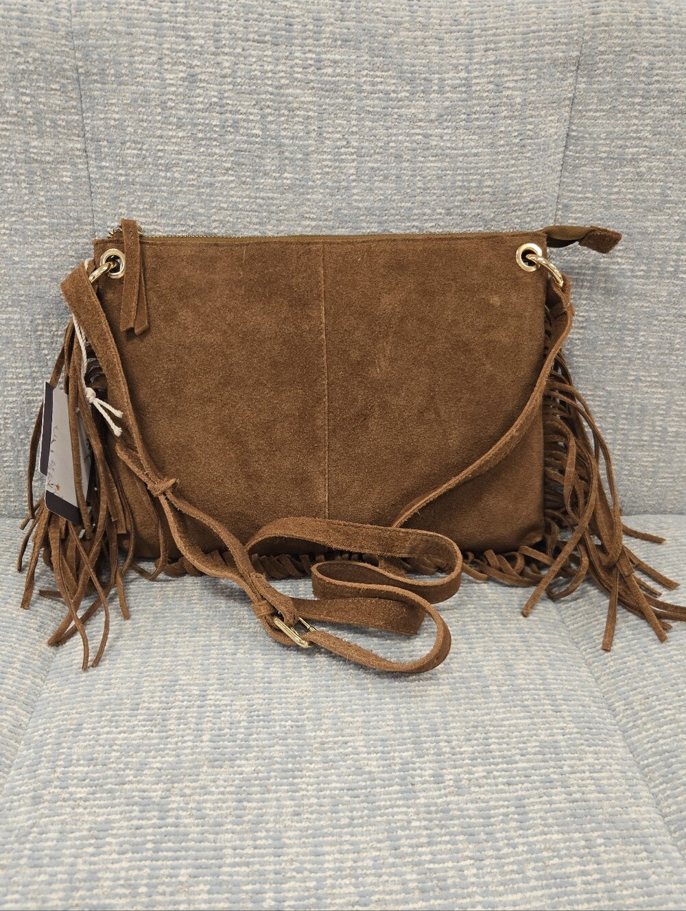 NEW Haute Hippie Brown Suede Fringe Handbag - Picture 2 of 6